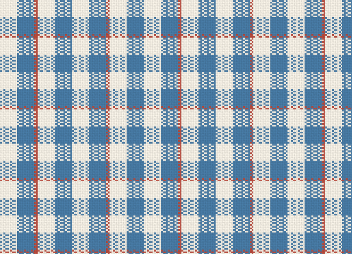 Editable shirting check fabric with blue and red warp and weft yarns.